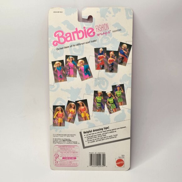 VTG Barbie Fashion Avenue Outfit 2934 Pink & Blue Scarf Dress MOC 1991 Mattel - Picture 3 of 4